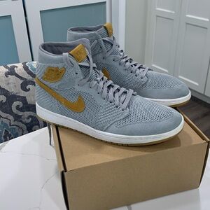 Size 11.5 Air Jordan 1 Retro OG Flyknit High Wolf Grey